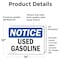 Signmission Used Gasoline OSHA Notice Sign, Vinyl Decal, 14in W x 10in L, 2PK OS-2PACK-NS-D-1014-L-18829 - alternate 6